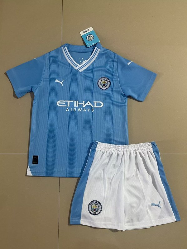 2023/24 Man City Home Kids Soccer Jersey