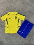 2002 Brazil Home Yellow Retro Kids Soccer Jersey
