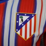 2024/25 Atletico Madrid Home Long Sleeve Soccer Jersey Player Version