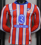 2024/25 Atletico Madrid Home Long Sleeve Soccer Jersey Player Version