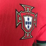 2024/25 Portugal Home Red Long Sleeve Soccer Jersey Player Version