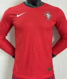 2024/25 Portugal Home Red Long Sleeve Soccer Jersey Player Version