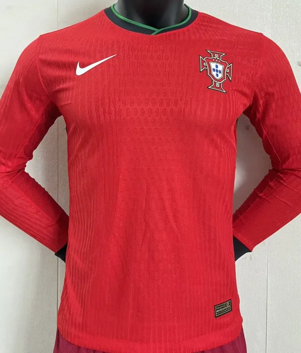 2024/25 Portugal Home Red Long Sleeve Soccer Jersey Player Version