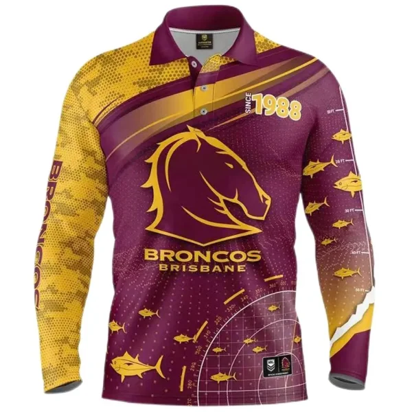 2022/23 Brisbane Broncos Rugby Fishing Jersey