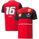 2022 Ferrari F1 Charles Red Team T-Shirt Leclerc #16