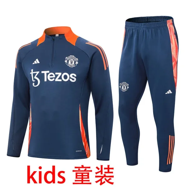 2025 Man United Sapphire Blue Kids Sweater Tracksuit