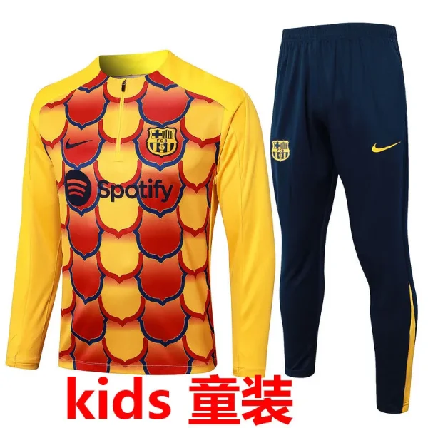 2024/25 Barcelona Yellow Kids Sweater Tracksuit