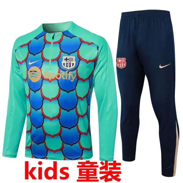 2024/25 Barcelona Green Kids Sweater Tracksuit