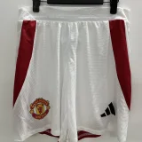 2024-25 Man United White Player Version Shorts Pants
