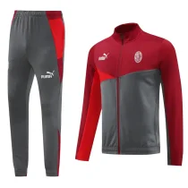 2025 AC Milan Red Grey Zipper Jacket Tracksuit