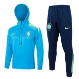 2024/25 Brazil Blue Hoodie Zipper Jacket Tracksuit