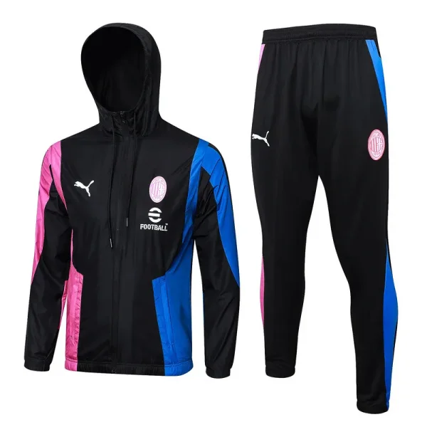2024 AC Milan Black Hoodie Zipper Jacket Windbreaker