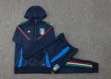 2025 Italy Sapphire Blue Hoodie Zipper Jacket Tracksuit