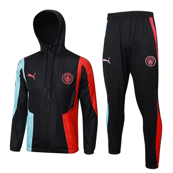 2024 Man City Black Hoodie Zipper Windbreaker