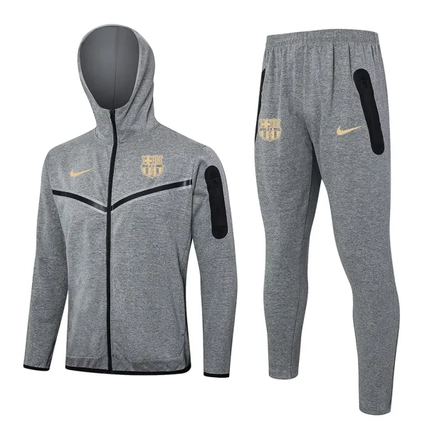 2024/25 Barcelona Grey Hoodie Zipper Jacket Tracksuit