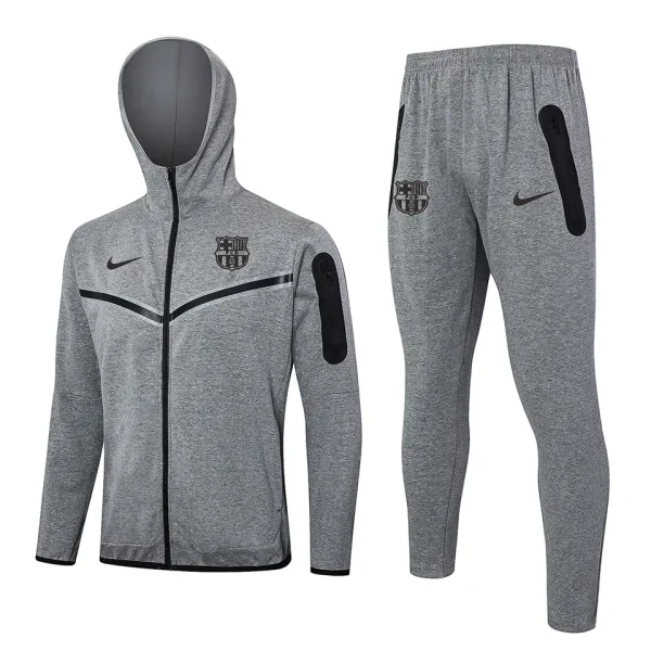 2024/25 Barcelona Grey Hoodie Zipper Jacket Tracksuit