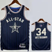 2023/24  ALL-STAR ANTETOKOUNMPO #34 Blue Top Quality Hot Pressing NBA Jersey