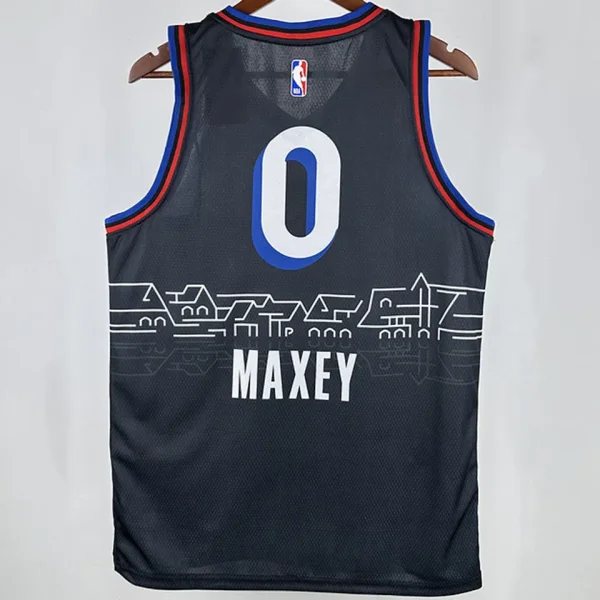 2021 76ers MAXEY #0 Sapphire Blue City Edition NBA Jerseys 热压
