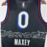 2021 76ers MAXEY #0 Sapphire Blue City Edition NBA Jerseys 热压