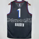 2021 76ers HARDEN #1 Sapphire Blue City Edition NBA Jerseys 热压