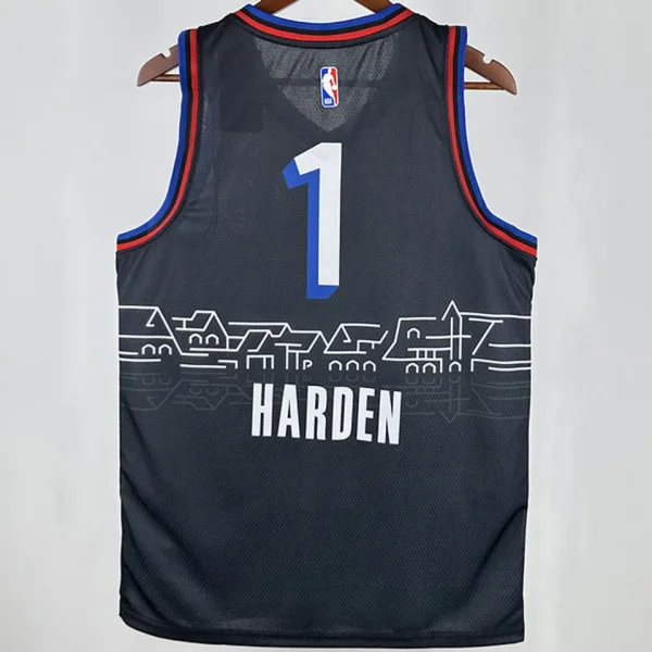 2021 76ers HARDEN #1 Sapphire Blue City Edition NBA Jerseys 热压