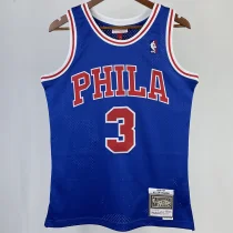 1996/97 76ers IVERSON #3 Blue Retro NBA Jerseys 热压