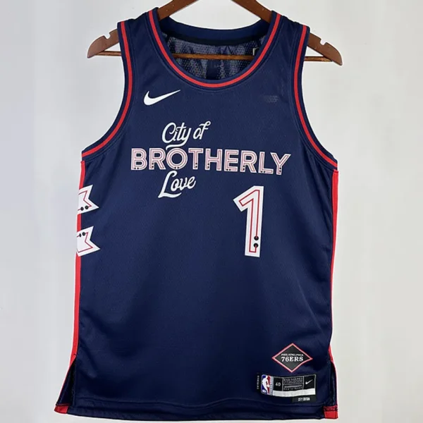 2023/24 76ers HARDEN #1 Sapphire Blue City Edition NBA Jerseys 热压