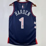 2023/24 76ers HARDEN #1 Sapphire Blue City Edition NBA Jerseys 热压