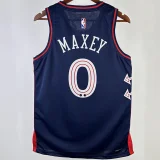 2023/24 76ers MAXEY #0 Sapphire Blue City Edition NBA Jerseys 热压