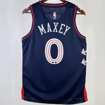 2023/24 76ers MAXEY #0 Sapphire Blue City Edition NBA Jerseys 热压