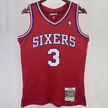 2002/03 76ers IVERSON #3 Red Retro NBA Jerseys 热压