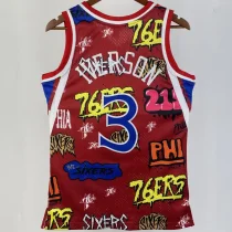 1996/97 76ers IVERSON #3 Red Retro NBA Jerseys 热压