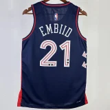 2023/24 76ers EMBIID #21 Sapphire Blue City Edition NBA Jerseys 热压