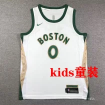 2023/24 Celtics TATUM #0 White Kids City Edition NBA Jerseys 刺绣
