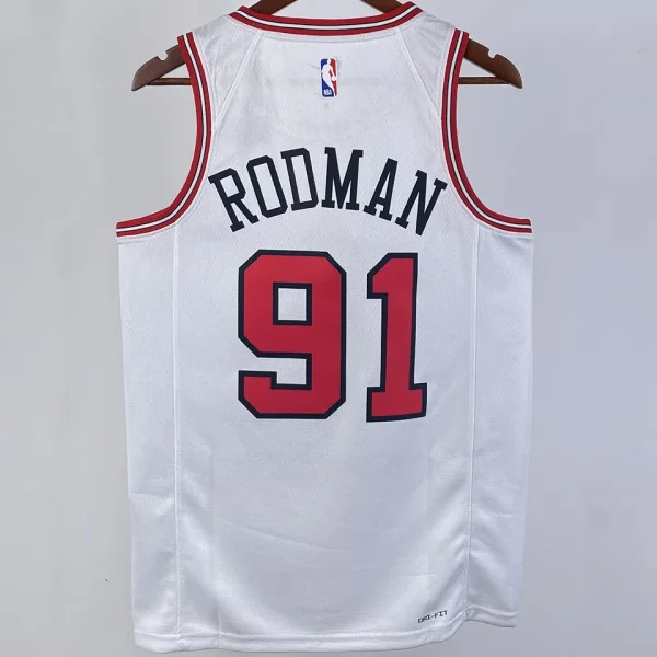 2023/24 Bulls RODMAN #91 White NBA Jerseys