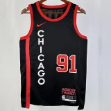 2023/24 Bulls RODMAN #91 Black City Edition NBA Jerseys