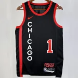 2023/24 Bulls ROSE #1 Black City Edition NBA Jerseys