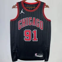 2023/24 Bulls RODMAN #91 Black NBA Jerseys