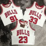 1997/98 Bulls RODMAN #91 White Retro NBA Jerseys 热压