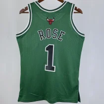 2008/09 Bulls ROSE #1 Green Retro NBA Jerseys 热压
