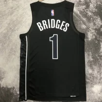 2023/24 Nets BRIDGES #1 Black NBA Jerseys