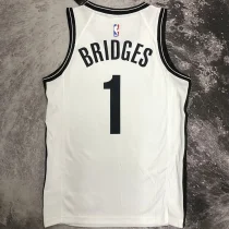 2023 Nets BRIDGES #1 White NBA Jerseys