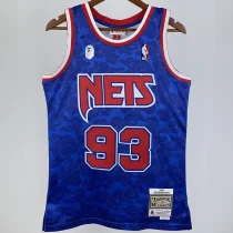 1993 Nets BAPE×M&N #93 Blue NBA Jerseys