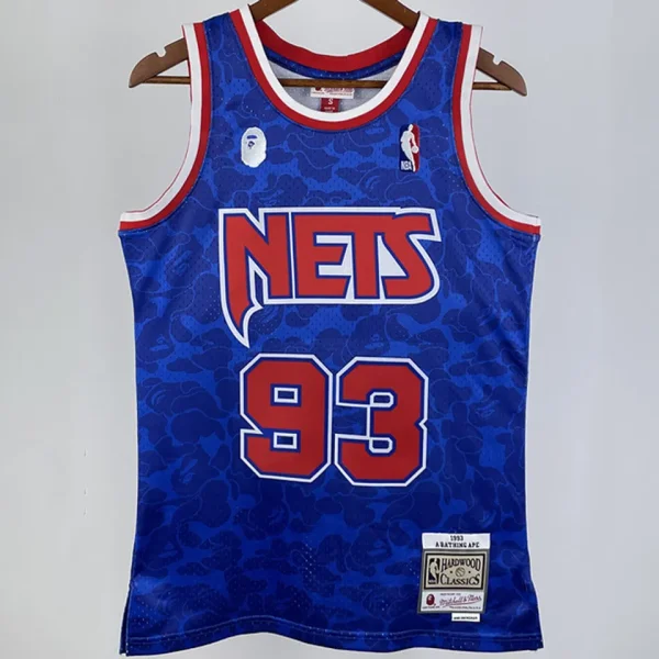 1993 Nets BAPE×M&N #93 Blue NBA Jerseys