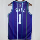 2020 Hornets BALL #1 Purple Retro NBA Jerseys