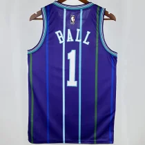 2020 Hornets BALL #1 Purple Retro NBA Jerseys