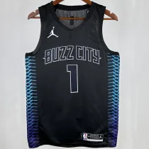 2018 Hornets BALL #1 Black City Edition NBA Jerseys