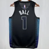 2018 Hornets BALL #1 Black City Edition NBA Jerseys
