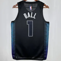2018 Hornets BALL #1 Black City Edition NBA Jerseys