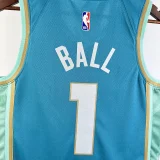 2023/24 Hornets BALL #1 Blue Retro NBA Jerseys 热压